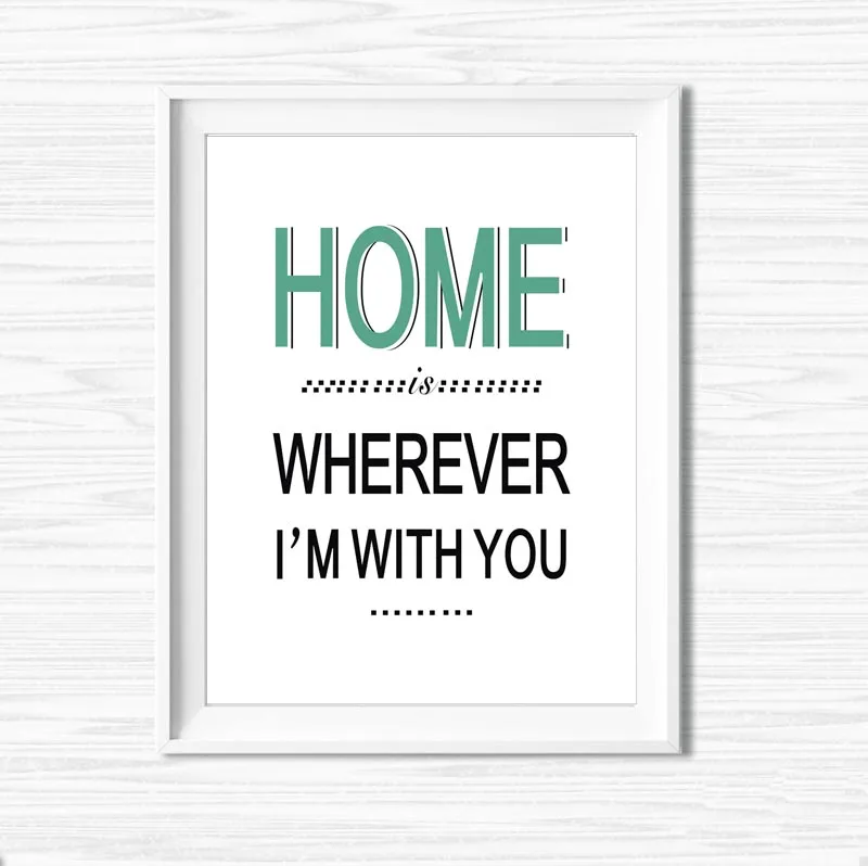 NEW Home  Wherever  I m  With You  Quotes Canvas Art  Print 