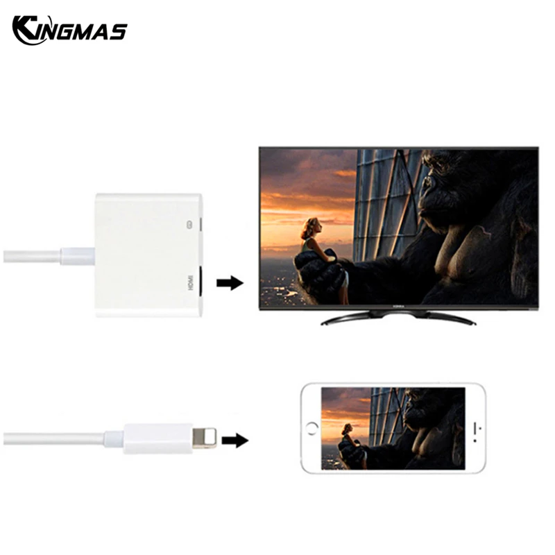 2 в 1 для освещения цифровой AV HDMI OTG адаптер 4K Кабельный разъем до 1080P HD iPhone X 5 5S 6 6S 7 8