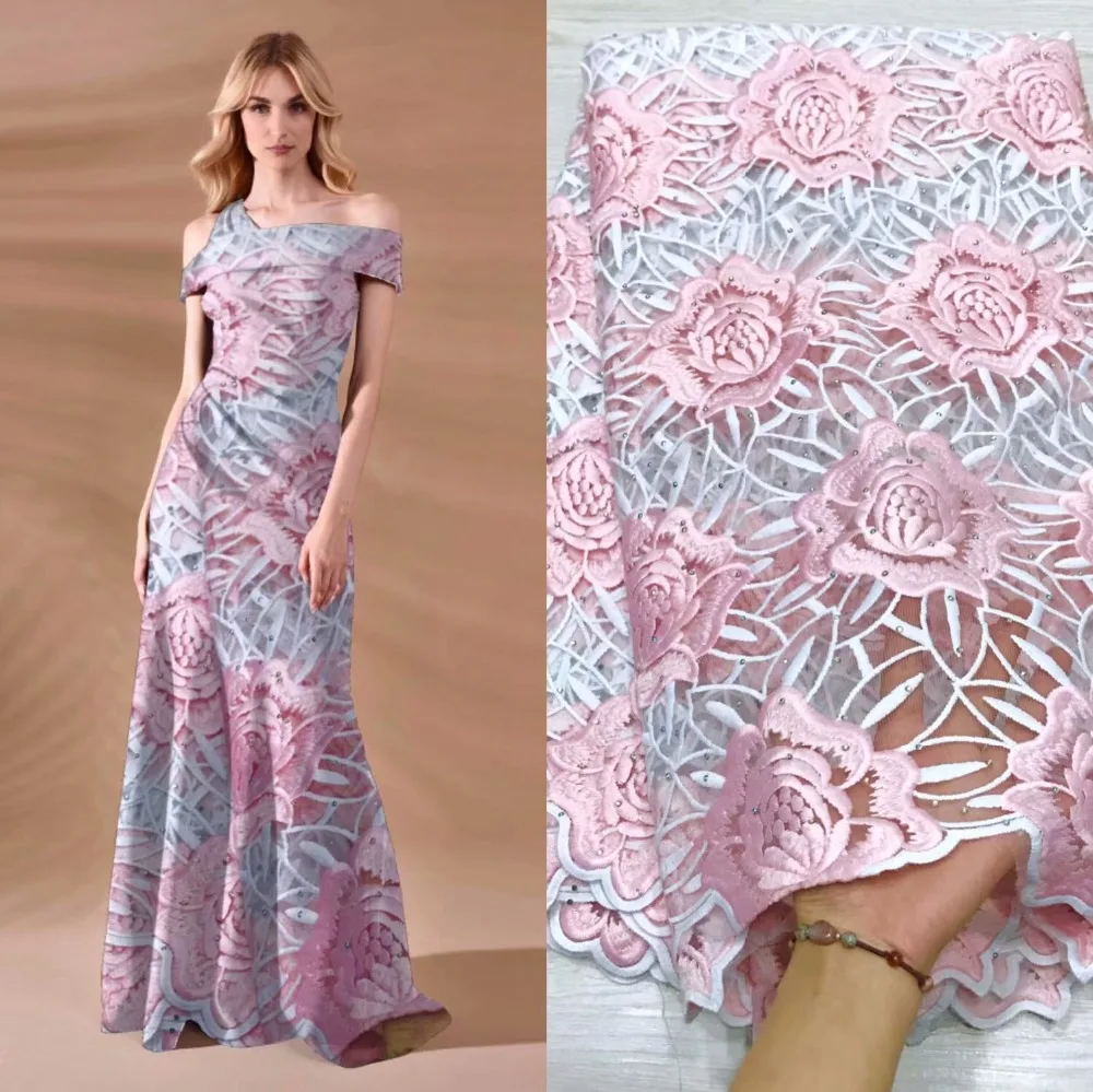 

new High Quality African Swiss Voile Lace In Switzerland For Party With Stones 5Yards 2019 New Design African Laces Fabric ZJY48