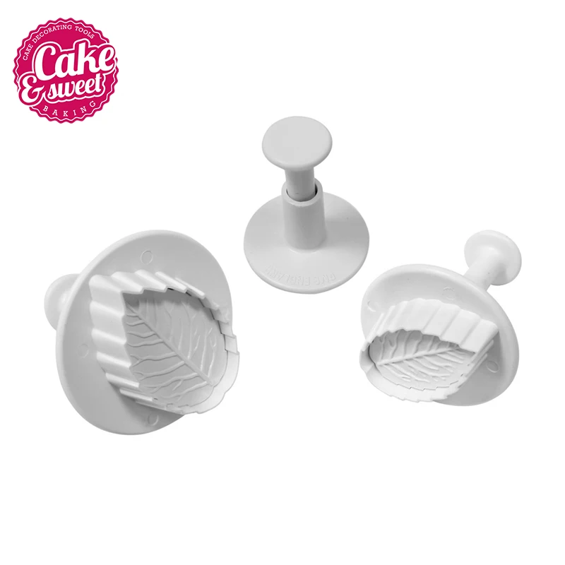 3pcsset Leaf Shape Fondant Cake Cookie Sugarcraft Plunger