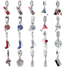 Подходит к оригинальному браслету pandora, ожерелье, сделай сам, Женские Ювелирные изделия, новинка, Гламурное трио, помада, высокий каблук, подвеска, шарм, бусина, безделушка