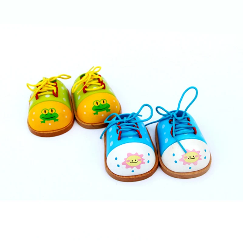 

1 Pcs Kids Montessori Educational Toys Children Wooden Toys Toddler Lacing Shoes Early Education Montessori Teaching Aids