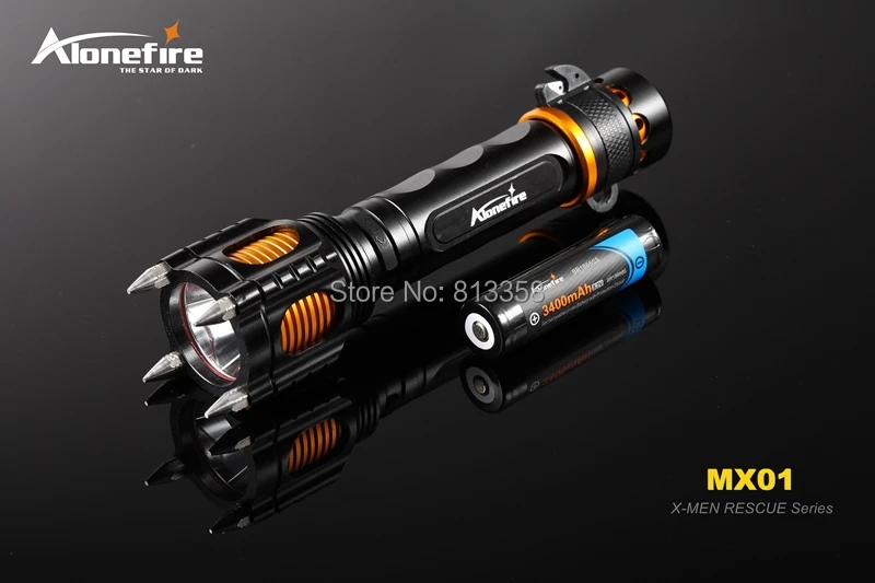 Alonefire mx01 X-Men серии CREE XM-L2 LED 5 + 1 режиме полностью функциональная Alarm спасательных светодиодный фонарик для 1 х 18650 аккумуляторная