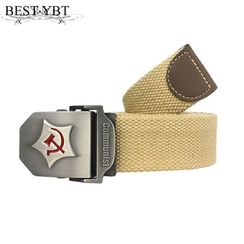 

Best YBT Men Belt Thicken Canvas Communist Military Belt Army Tactical Belt High Quality Strap 100-135 cm 18 color