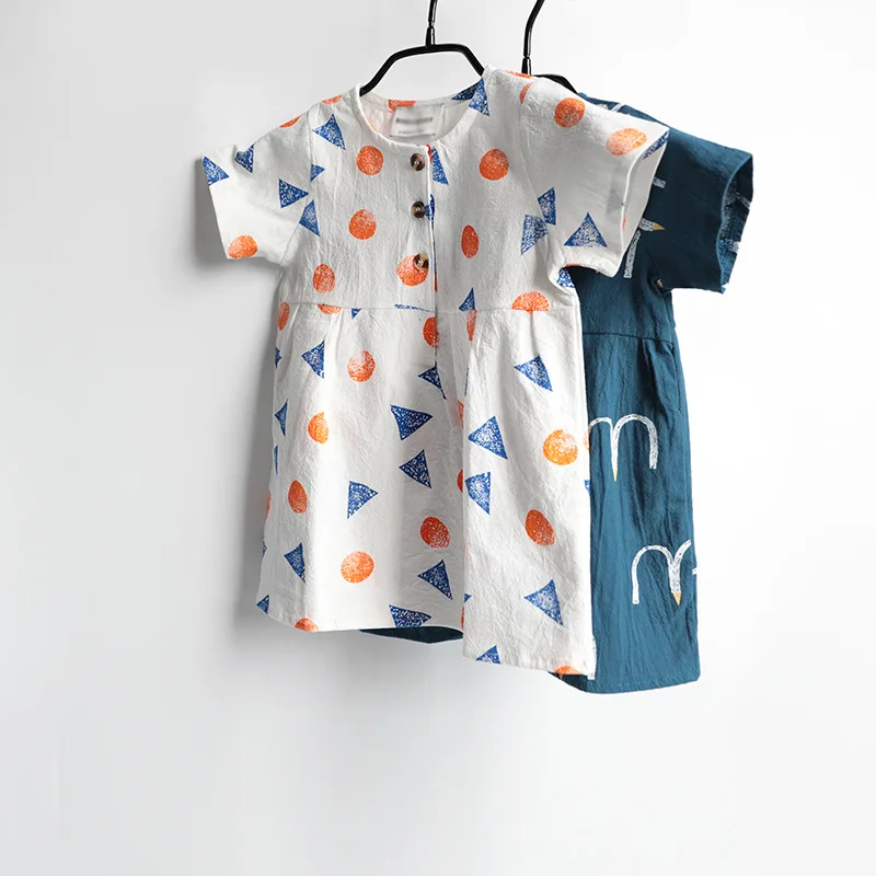 Платье для девочек, летнее Повседневное платье с принтом для маленьких девочек, детская одежда