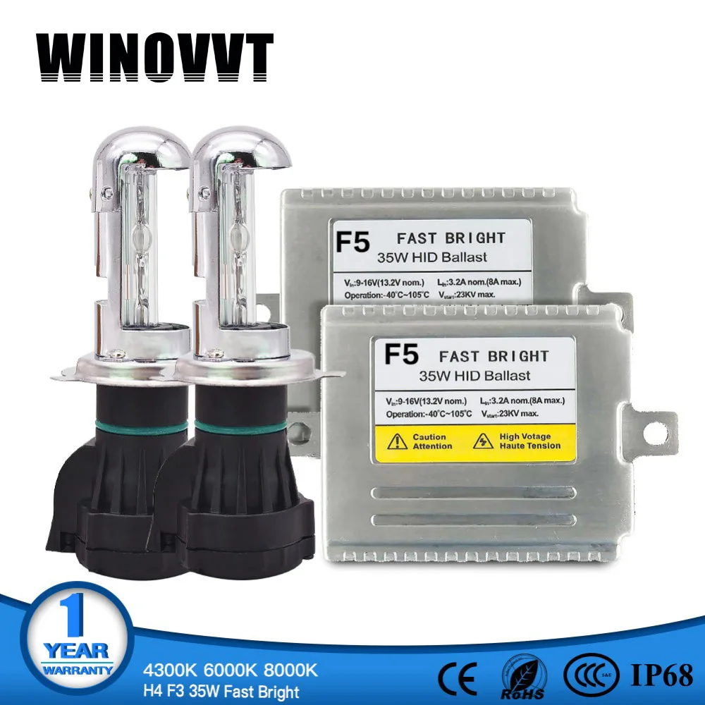 bi xenon H4 high low hid kit High quality Fast bright F5 car xenon hid kits 55W Beam Lamp 6000K