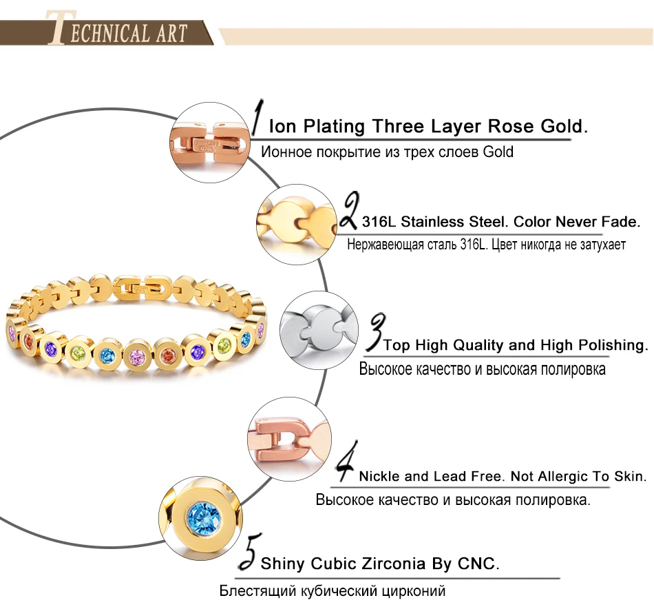 ZINDOV цветной Теннисный браслет с фианитами для женщин, нержавеющая сталь, не выцветает, хорошее ювелирное изделие, браслеты на цепочке, золотые женские новые