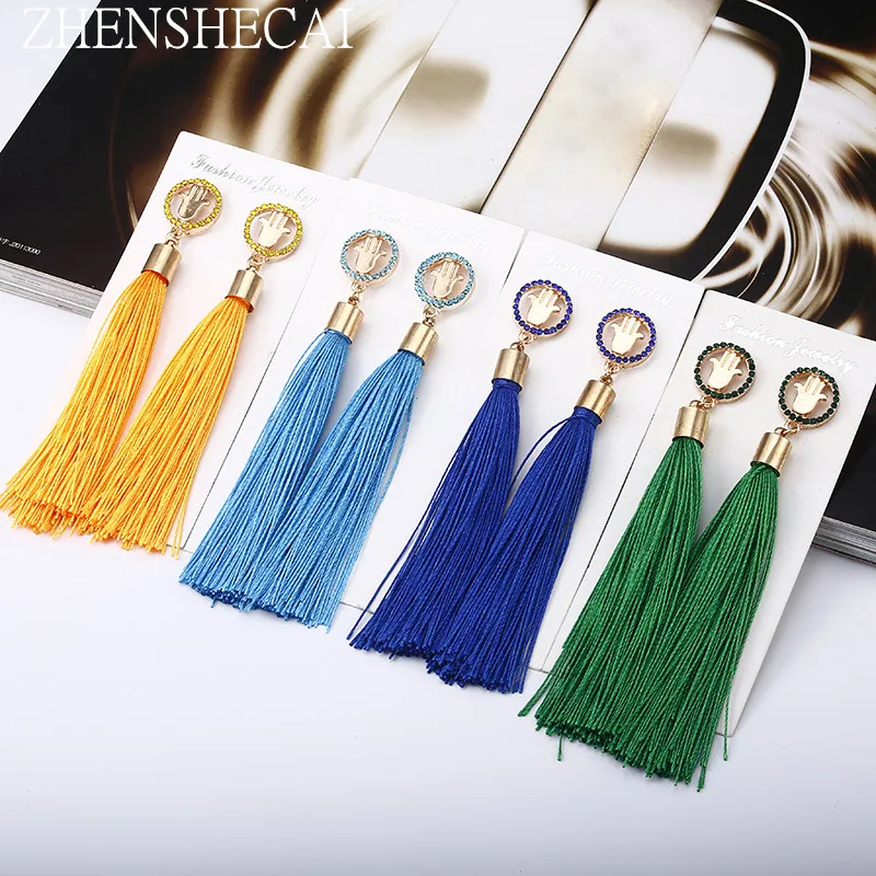 

2018 New Fashion Tassel Earrings Boho Bohemian style retro hand design long Drop Earrings for Women accessories e0425