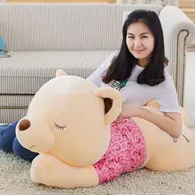 Плюшевый мишка с розовой тканью, лежащий плюшевый мишка, спящий мишка, около 43 дюймов, плюшевая игрушка, 110 см, подушка, кукла w6788