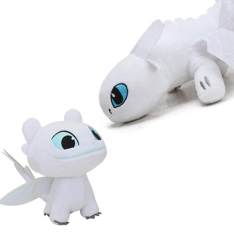 

How to Train Your Dragon3 White Toothless Plush Toy Night Fury White Dragon Light Fury Stuffed Animal Doll Toys