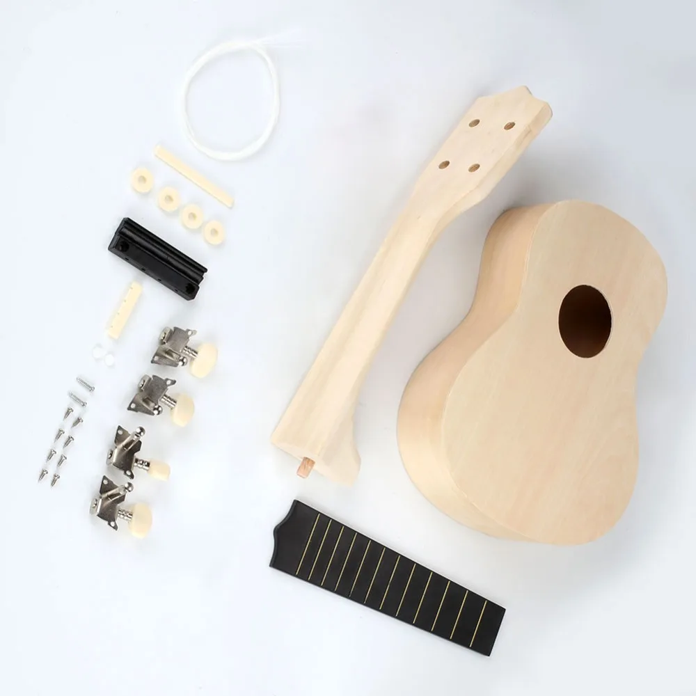 

New 21inch Ukulele DIY Kit Hawaii Guitar Handwork Support Painting Mini Guitar Couple Gift Ukelele picks Children's Toy