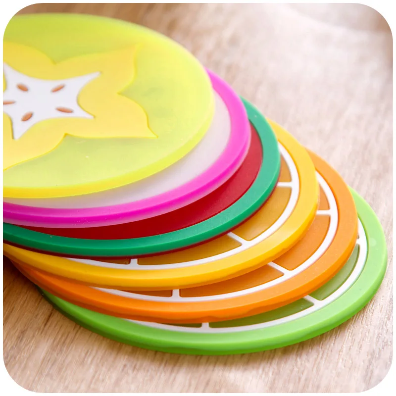 6pcs Fruit Cup Pad Placement Coaster Table Decoration Set Lemon Watermelon Stationery Office Accessories School Supplies F5187