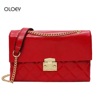 

OLOEY women's Messenger Shoulder bag leather rhombic chain bag Fashion simple Star with the same paragraph high quality handbag