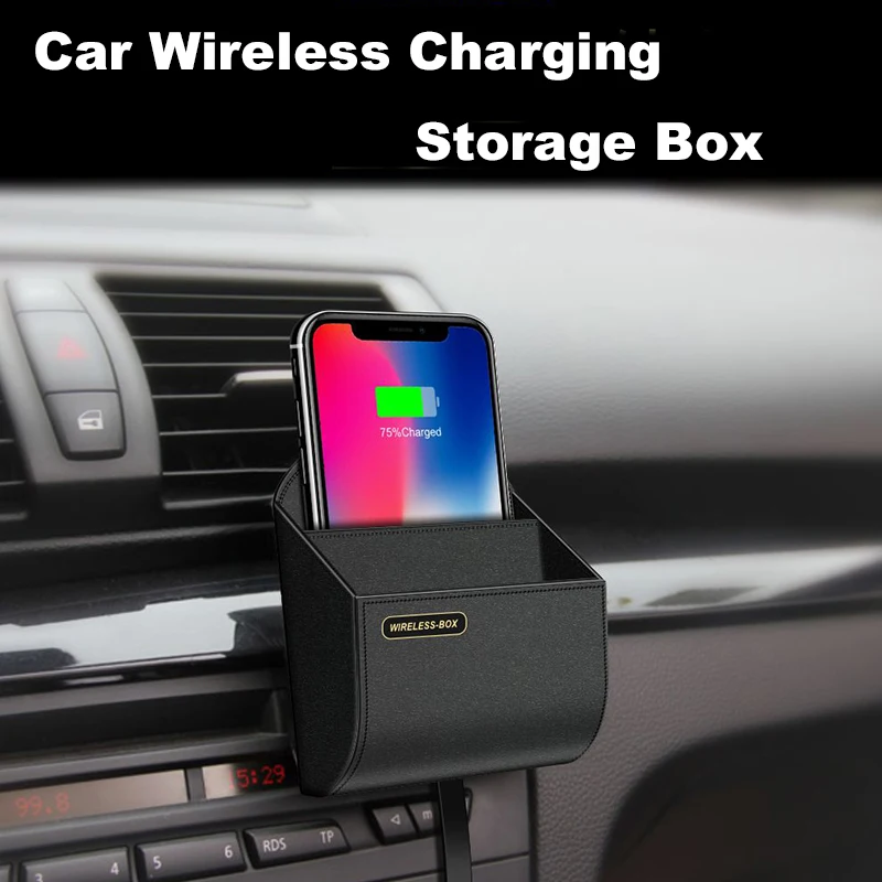 QI автомобильное беспроводное зарядное устройство, зарядное устройство, подставка для телефона на вентиляционное отверстие, Быстрая автомобильная коробка для хранения, зарядное устройство, держатель для iPhone 8 X XR samsung S9