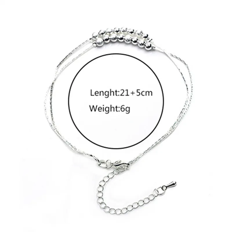 

Fashion Hot Silver Color Anklet Women Frosted Beads Bohemian Ankle Bracelet Beach Foot Jewelry Gift Wholesale