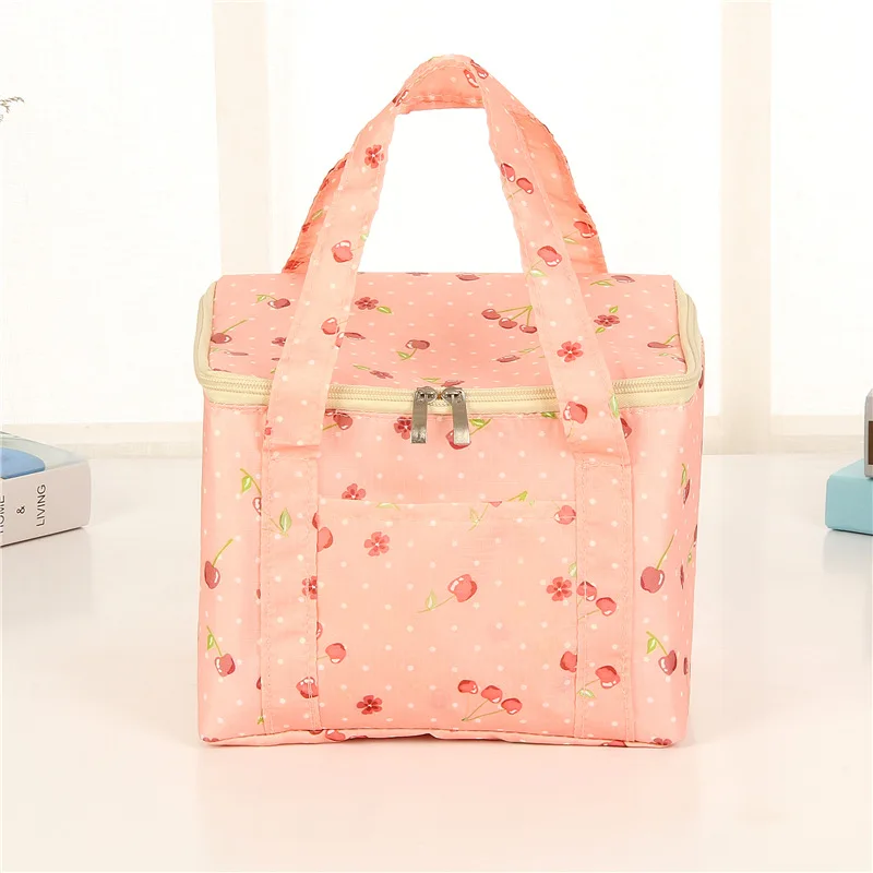 ETya Оксфорд теплоизоляция сумка для обеда для мужчин и женщин большой емкости Студенческая коробка для завтрака сумка для офиса школы пикника сумка-холодильник - Цвет: Pink Cherry