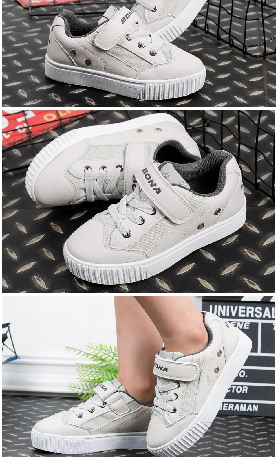 BONA/Новый Классический стиль детская повседневная обувь на липучке обувь для мальчиков уличные беговые кроссовки удобные легкие