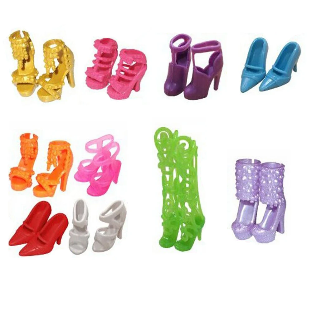 

NK 10 Pairs/Set Doll Shoes Fashion Cute Colorful Assorted shoes for Barbie Doll with Different styles High Quality Baby Toy