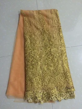 

Luxury (5yard/lot) african french beaded lace fabric CGL-62414 for wedding dress