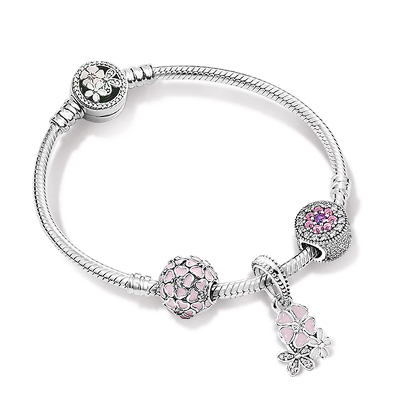 

NEW 100% 925 Sterling Silver 1:1 Brand New Original Natural Beauty ZT0164 Strings Bracelet Set Women Jewelry Gift Collection