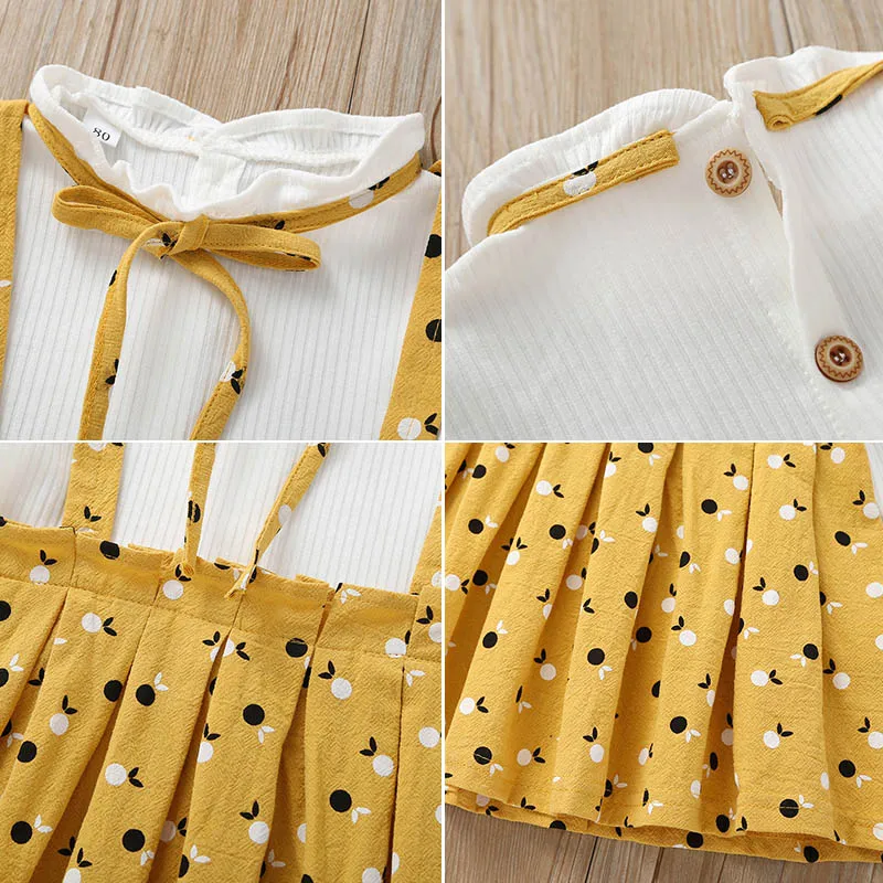Menoea/платье для маленьких девочек осенний костюм с футболкой комплект одежды для младенцев из 2 предметов платье для новорожденных Новое милое платье с жирафом для девочек
