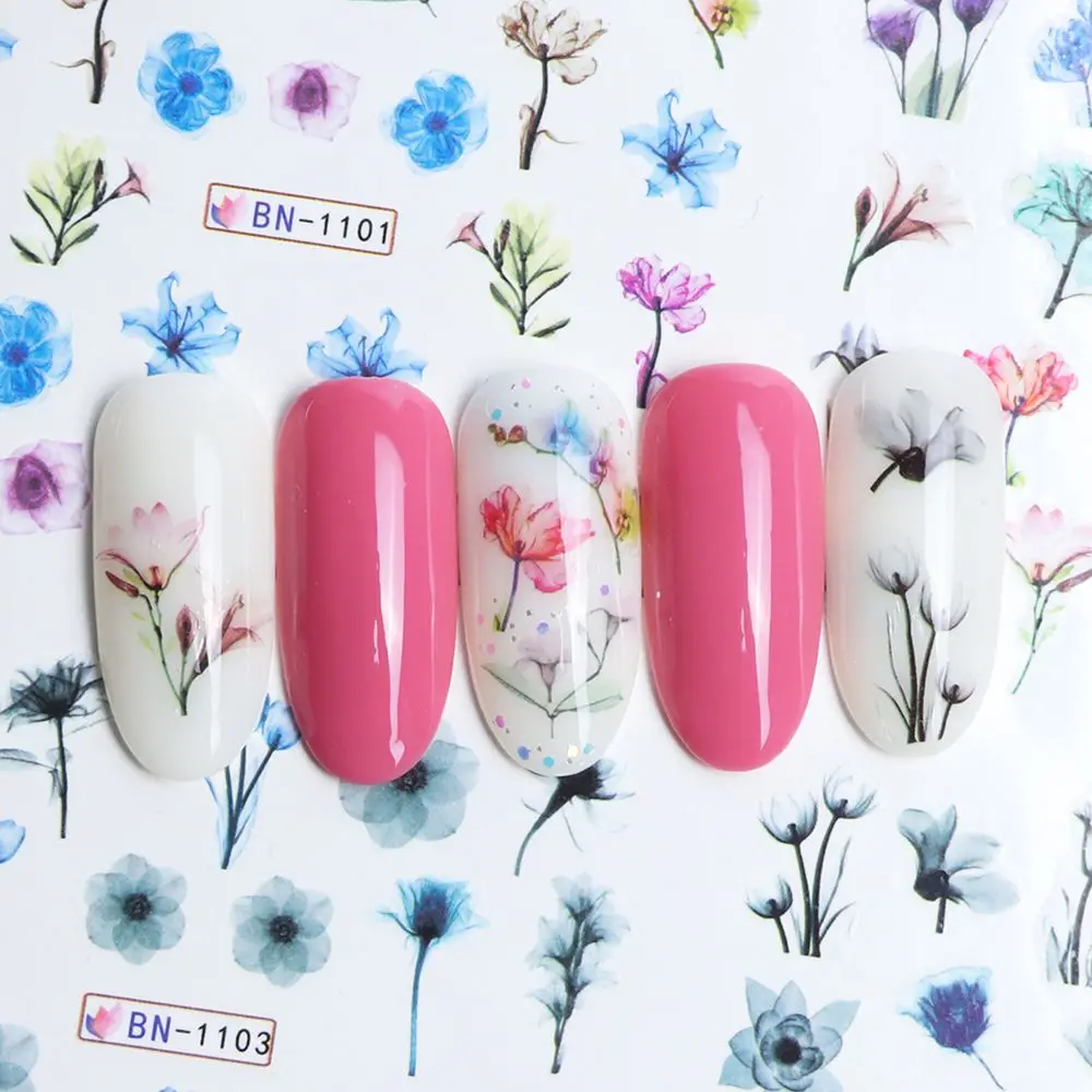 

1 Set Mixed Design Nail Sticker Set Colorful Flower Water Decal Slider Wraps Nail Sticker Summer Manicure Nail Art Watermark Tip