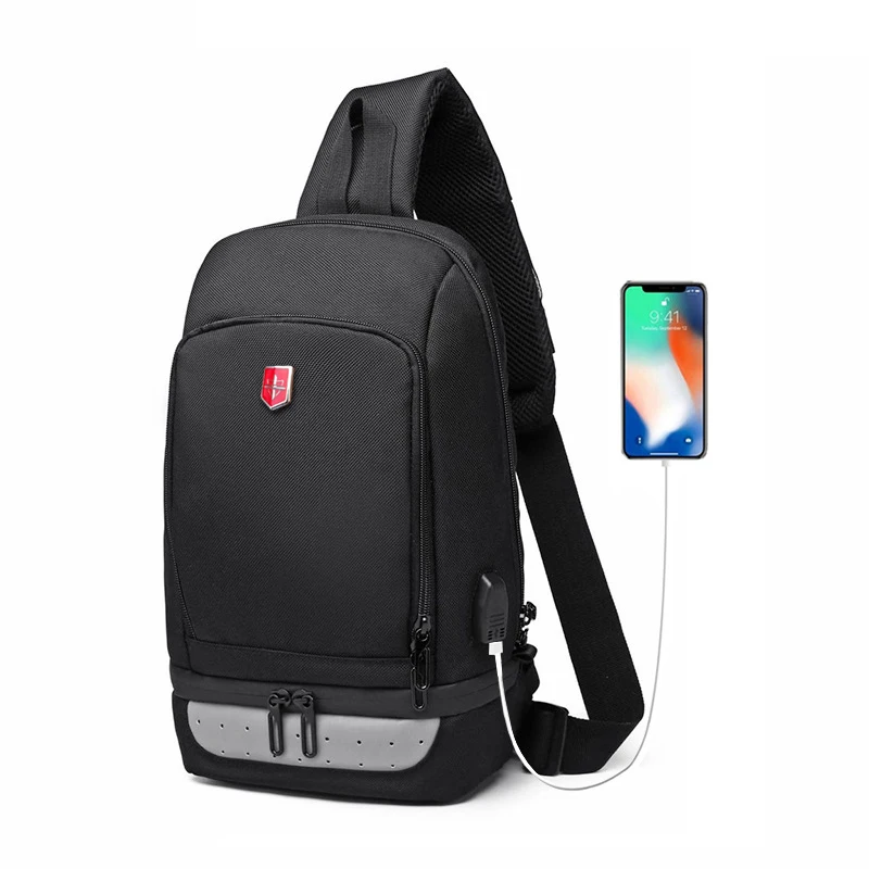 

Brand New Multifunction Crossbody Bags Men Waterproof USB Charging Chest Pack Short Trip Messengers Chest Bag Shoulder Bag Male