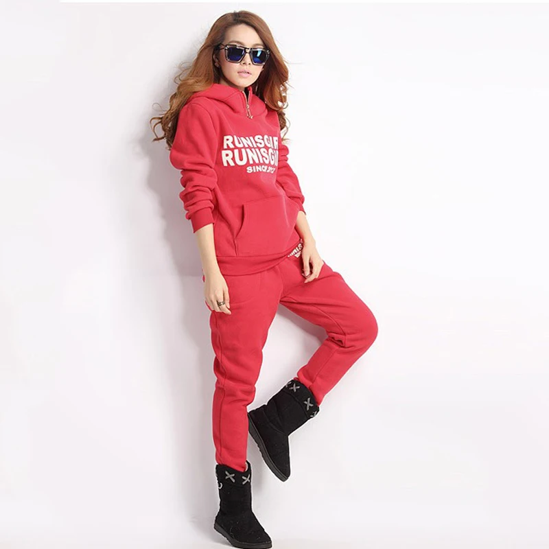 European and American Atyle Three-piece Casual Hooded Sweater Suit 2018 Autumn And Winter Women's Plus Velvet Fashion Suit Women's Sets