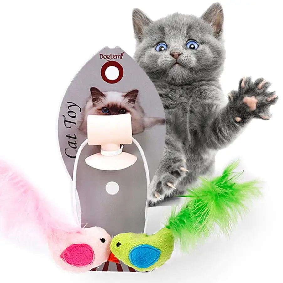 dog Cat Bird Interative Playing Toy Feather Teaser Wand Sucker style