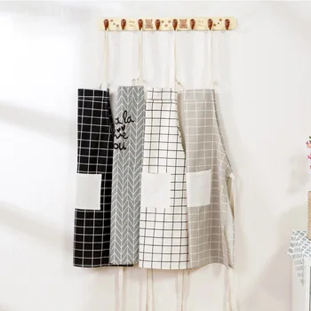 

Strongwell Lady Women Girls Grid Thicken Cotton Linen High-grade Kitchen Apron For Cooking Baking Restaurant Pinafore