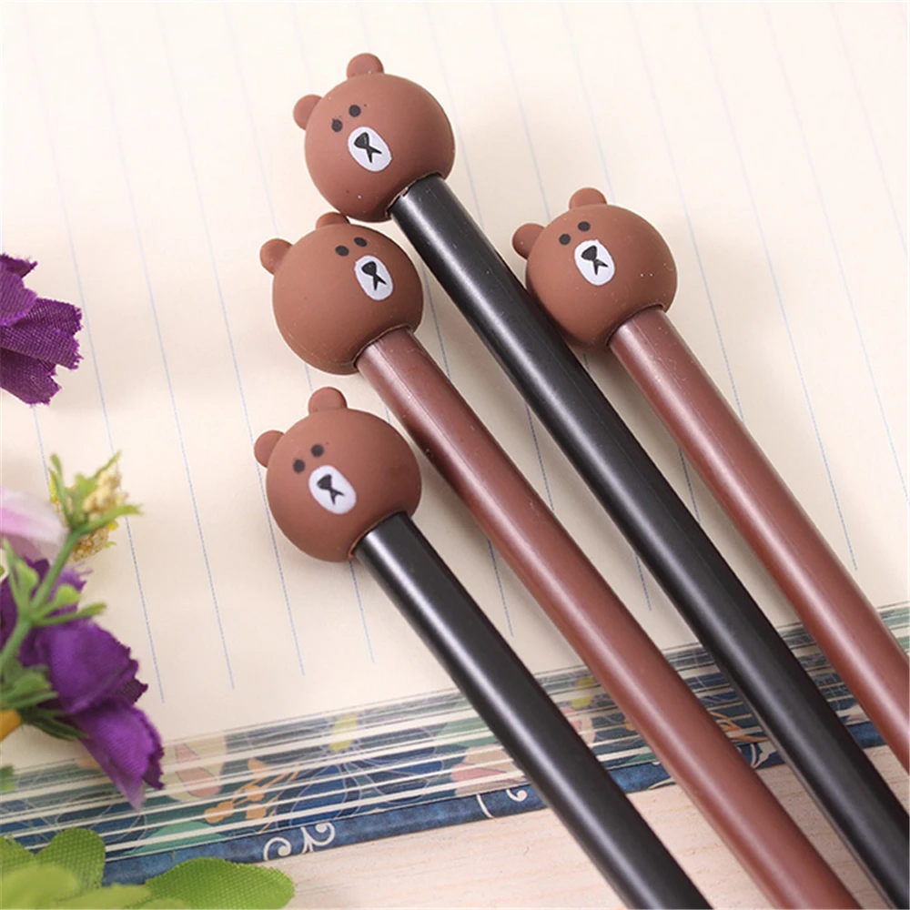 

TOMTOSH cartoon pen / cute little bear writing pen / creative black signature pen Office & School Supplies