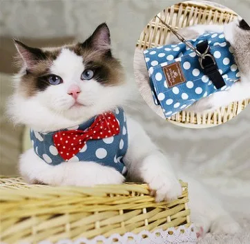Cat Harnesses Traction Elegant Jacket+Leash Set Cute Bow Fabrics Good Ventilation Cat Chest strap - Цвет: 03