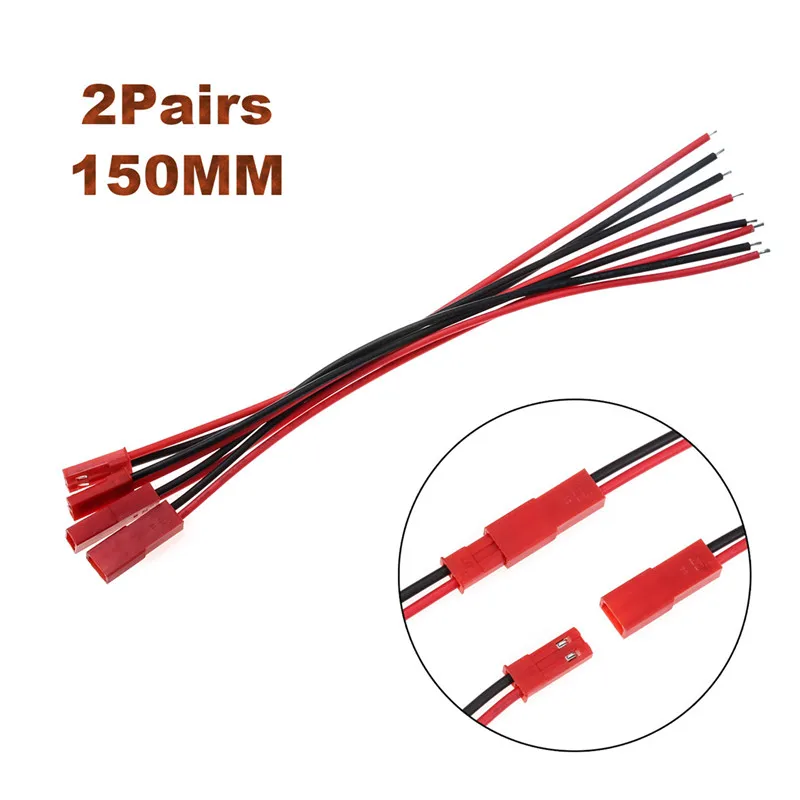 

2Pairs 150mm Male&Female Connector JST Plug Cable For RC BEC Battery Helicopter DIY FPV Drone 2 Pin Connectors Terminals
