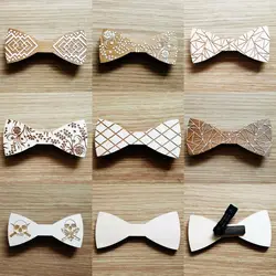 2018 Для мужчин ручной работы Свадебный костюм партии деревянный галстук-бабочку Новый Классический плед полосатый цветочный