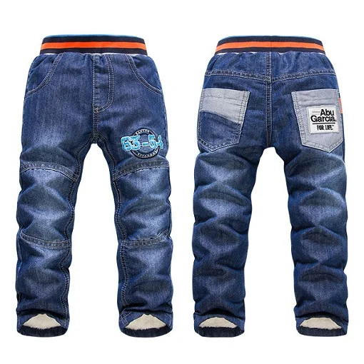Года новое поступление, высококачественные повседневные зимние толстые кашемировые джинсовые брюки для мальчиков, детские модные штаны, Детские прямые джинсы XK-040 - Цвет: as photo