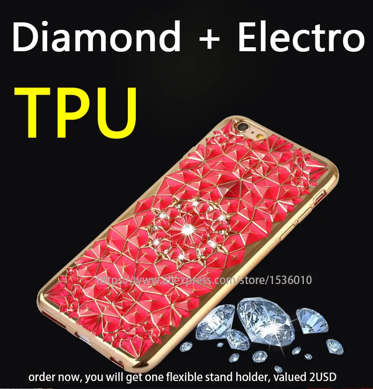 4 Colors Brand Luxury Electroplating Flowers 3D Bling Diamond Slim Soft 