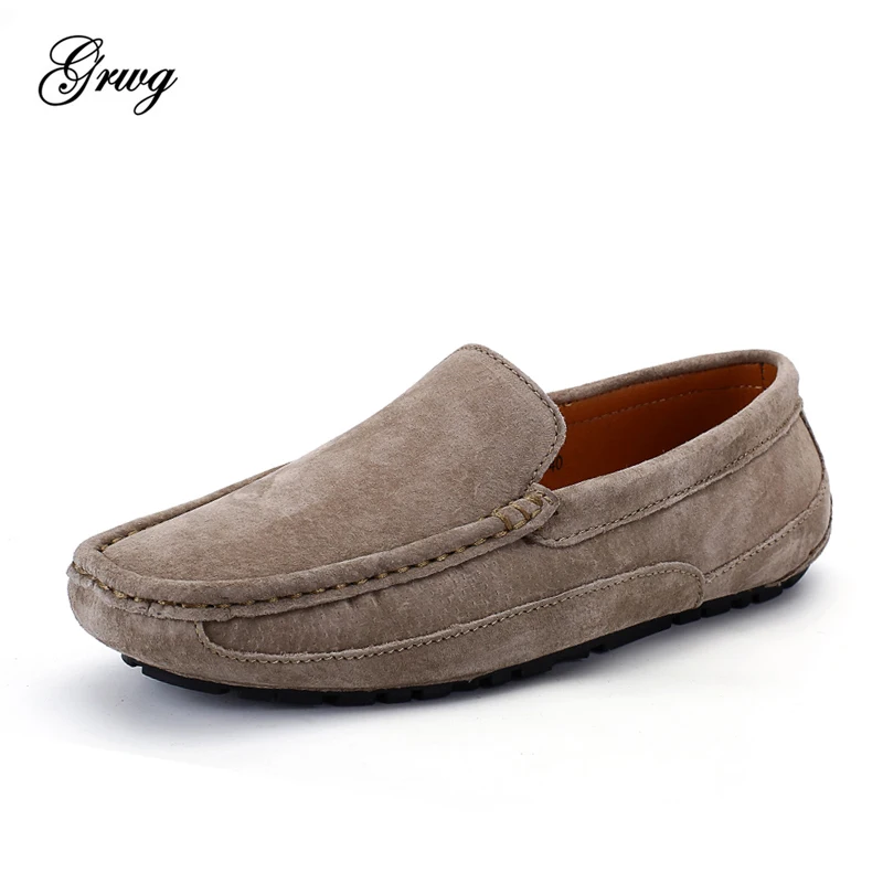 

GRWG 2019 New Fashion Spring Autumn Soft Moccasins Men Loafers High Quality Genuine Leather Shoes Men Flats Driving Shoes