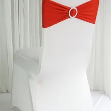Большие скидки китайской Красной лайкра Председатель Группы с круглой пряжкой, лайкра стрейч Чехлы для стульев створки группа для Свадьбы События украшения