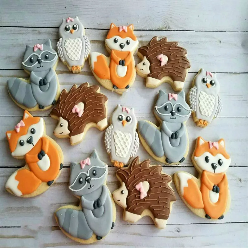 Keniao Woodland Cookie Cutters Set 5 Piece Hedgehog Fox Owl