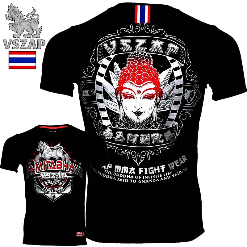 

VSZAP Kampf Sanda Boxen MMA T Shirt Gym Tee Shirt Kampf Kampf Kampfkunst Fitness Training Muay Thai T-shirt Mnner homme