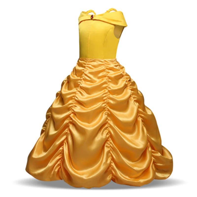 Желтый Belle платье принцессы для косплея Красавица и Чудовище Детский карнавальный костюм Хэллоуина Рождество