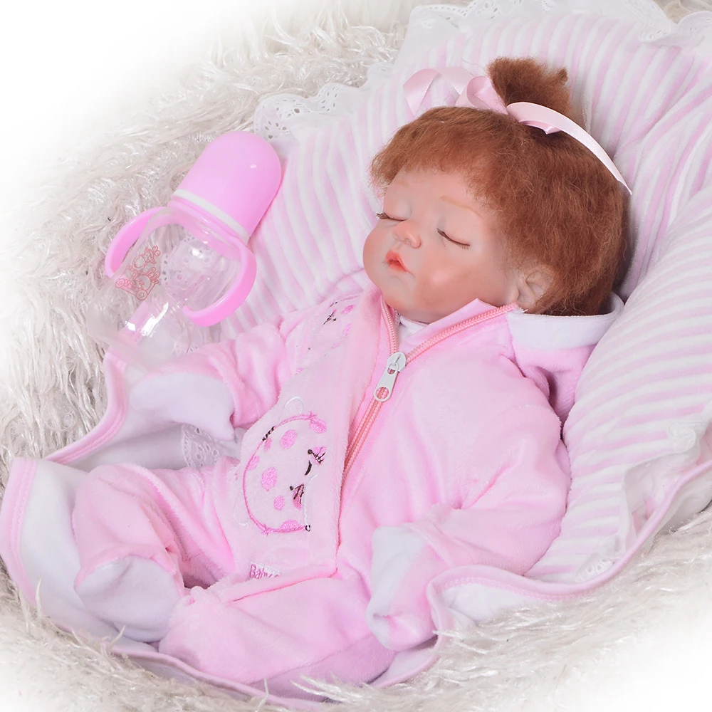 

Life Like Asleep Girl Reborn Babies 17 Inch Soft Silicone Baby Doll Handmade Realistic Newborn Doll Babies Birthday Xmas