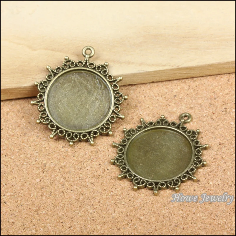 Wholesale 15 pcs Vintage Charms Round frames Pendant Antique bronze Fit