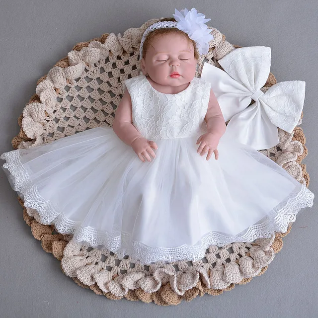 Lace Vintage Baby Girl Dress for Baptism Girls 1st year Birthday Party