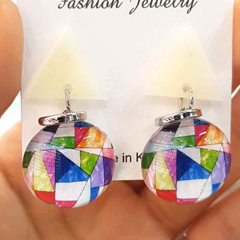 

WKOUD EAM Jewelry / 2019 New Fashion Temperament Multicolor Acrylic Triangle Geometric Earrings Women's Accessories S#R742