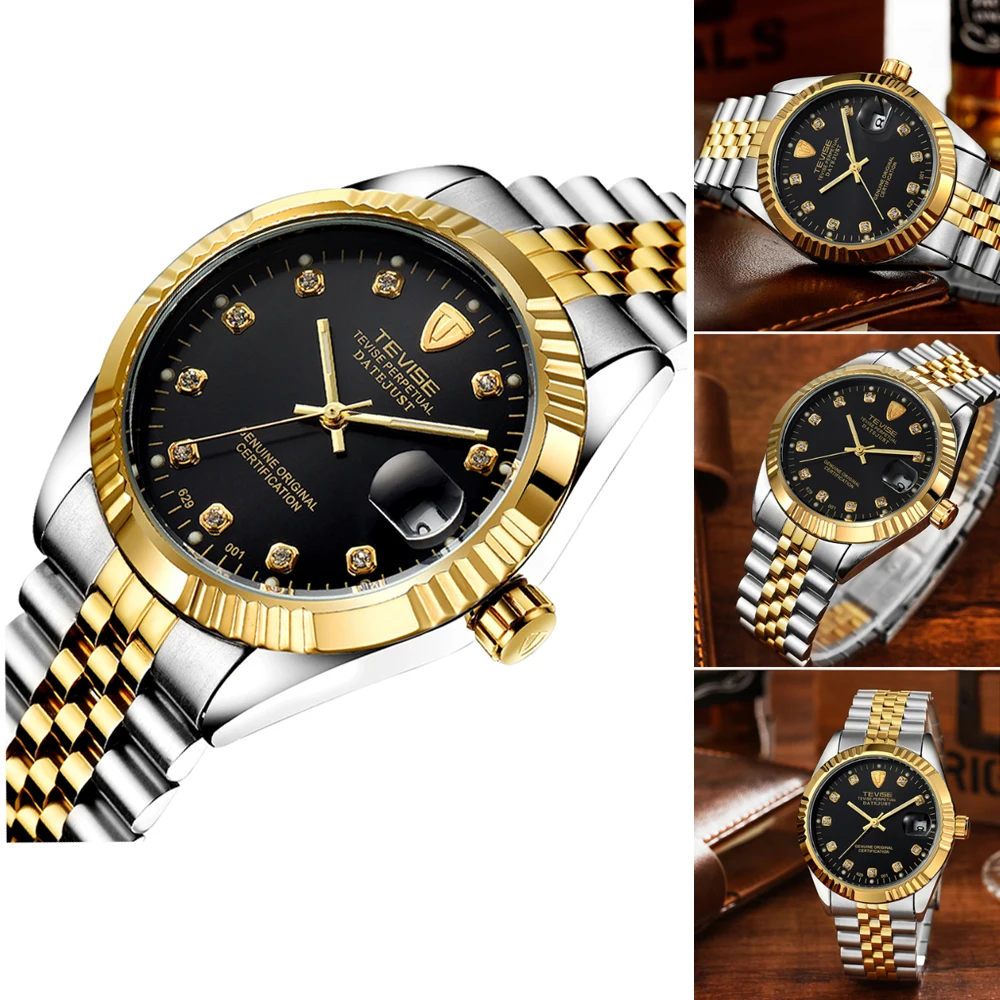 TEVISE للماء شبه التلقائي الميكانيكية ووتش الرجال العلامة التجارية ووتش الأزياء الفاخرة ساعة اليد مضيئة الرياضة عارضة الساعات