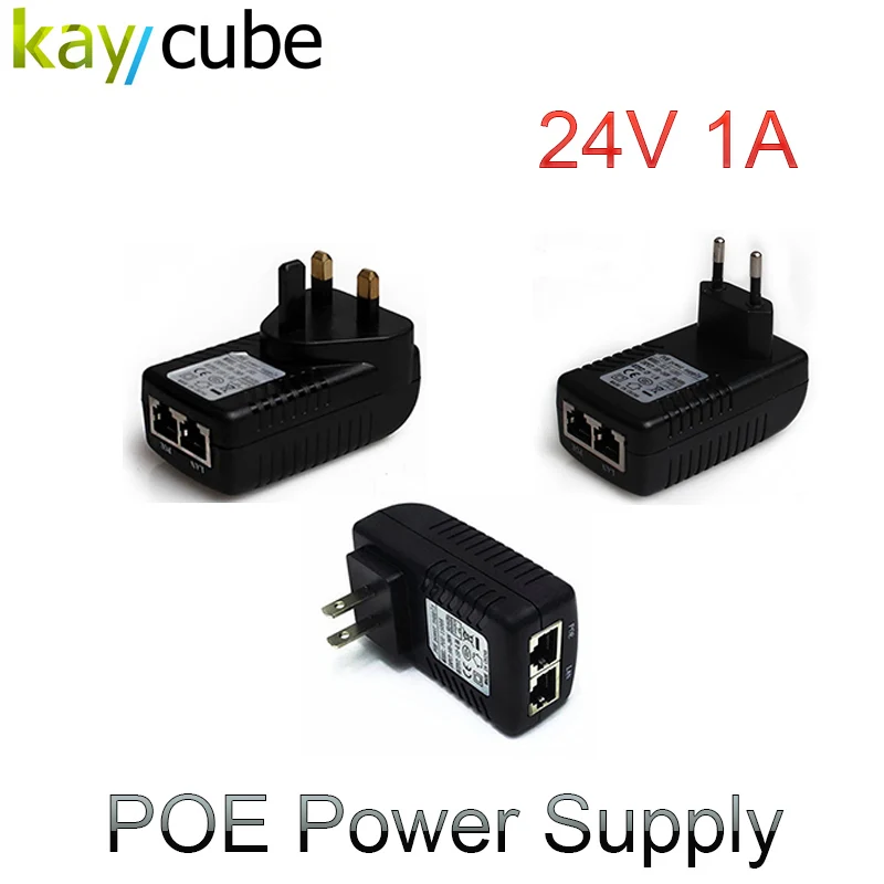 DC 24V 1A PoE Injector Power Supply Over Ethernet Adapter With LED Power Indicator For Support POE Device US EU AU UK DC 24V 1A PoE Injector Power Supply Over Ethernet Adapter With LED Power Indicator For Support POE Device US EU AU UK