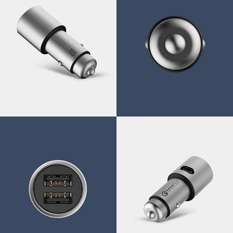 Автомобильное зарядное устройство Xiaomi Mi QC3.0 X2 с двумя USB портами металлический
