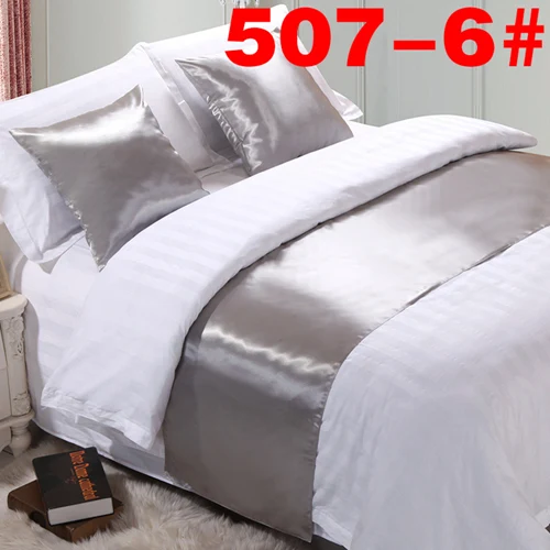 RAYUAN Silk and Satin Bedspreads Silk Fabrics Bed Runner Bedding Single Queen King Bed Cover Towel Home Hotel Decorations - Цвет: 5076 Silver