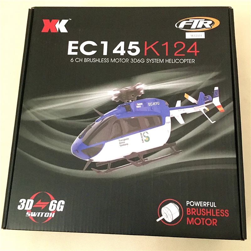 XK K124 EC145 6CH бесщеточный двигатель 3D 6G система RC вертолет RTF совместим с FUTABA S-FHSS